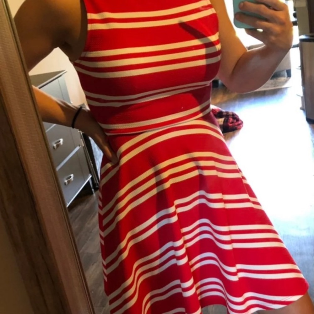 Everly red and white striped dress